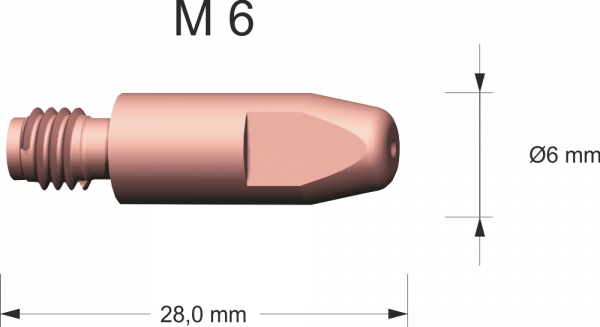 Stromdüse 1.0 M6 E-Cu L=28mm 140.0242