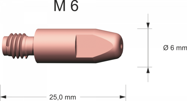 Stromdüse 1.0 M6 E-Cu L=25mm 140.0253.50